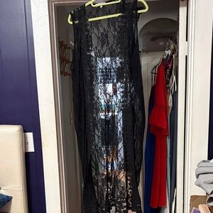 Elegant Black Lace Kimono